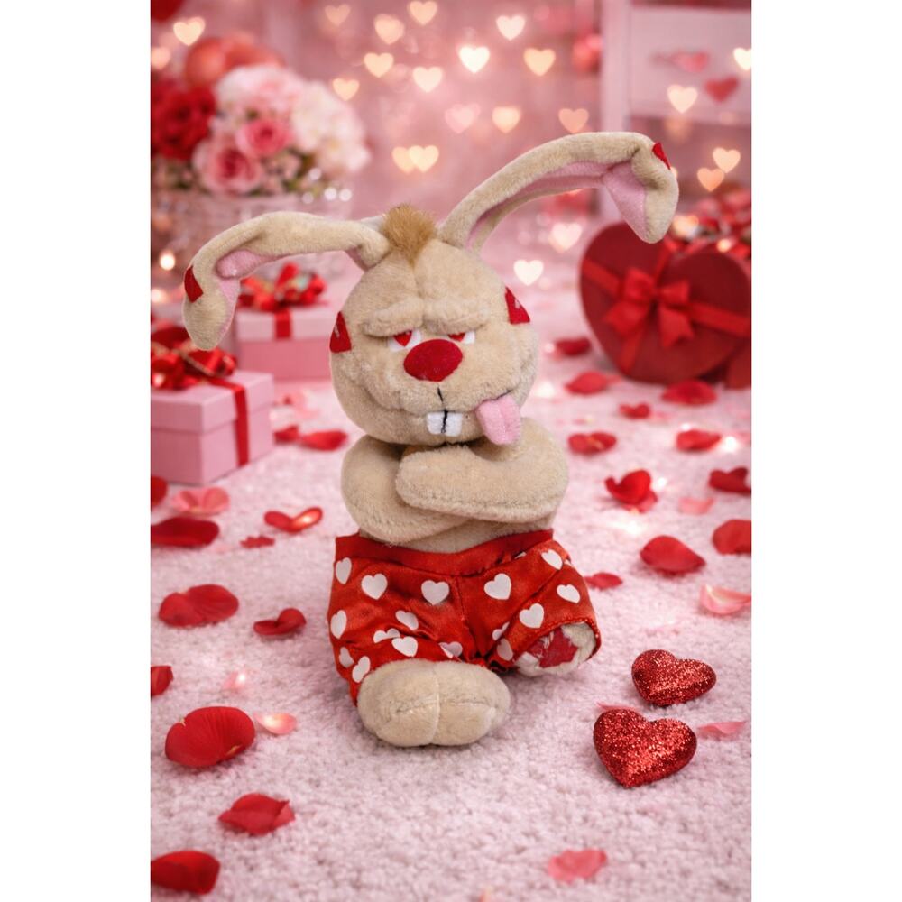 Meanies Lucky The Rabbit Valentine's Series 7in Bean‎ Bag Plush Stuffed Animal